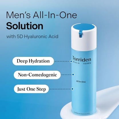 Torriden DIVE IN FOR MEN All In One 200ml - Hydrating & Sebum Care Face Moisturizer with Hyaluronic Acid, Panthenol, Allantoin Avelisse
