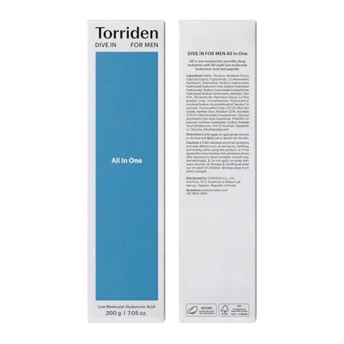 Torriden DIVE IN FOR MEN All In One 200ml - Hydrating & Sebum Care Face Moisturizer with Hyaluronic Acid, Panthenol, Allantoin Avelisse