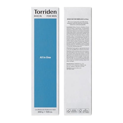 Torriden DIVE IN FOR MEN All In One 200ml - Hydrating & Sebum Care Face Moisturizer with Hyaluronic Acid, Panthenol, Allantoin Avelisse
