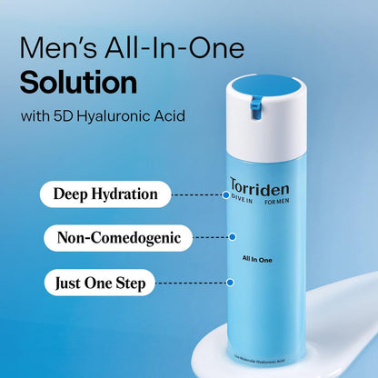 Torriden DIVE IN FOR MEN All In One 200ml - Hydrating & Sebum Care Face Moisturizer with Hyaluronic Acid, Panthenol, Allantoin Avelisse