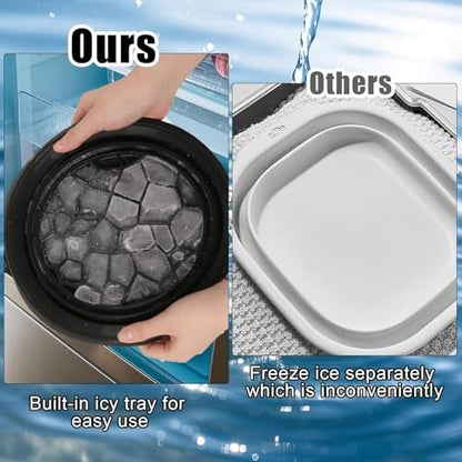 Collapsible Silicone Face Bowl for Ice Bath – Portable Cold Plunge Basin with Built-in Ice Tray, Small Reusable Spa Tool for Home, Camping & Travel (Black)