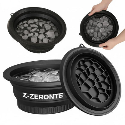 Collapsible Silicone Face Bowl for Ice Bath – Portable Cold Plunge Basin with Built-in Ice Tray, Small Reusable Spa Tool for Home, Camping & Travel (Black)