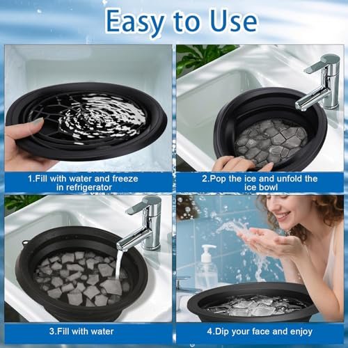 Collapsible Silicone Face Bowl for Ice Bath – Portable Cold Plunge Basin with Built-in Ice Tray, Small Reusable Spa Tool for Home, Camping & Travel (Black) - görsel 10