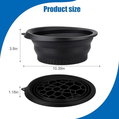 Collapsible Silicone Face Bowl for Ice Bath – Portable Cold Plunge Basin with Built-in Ice Tray, Small Reusable Spa Tool for Home, Camping & Travel (Black)