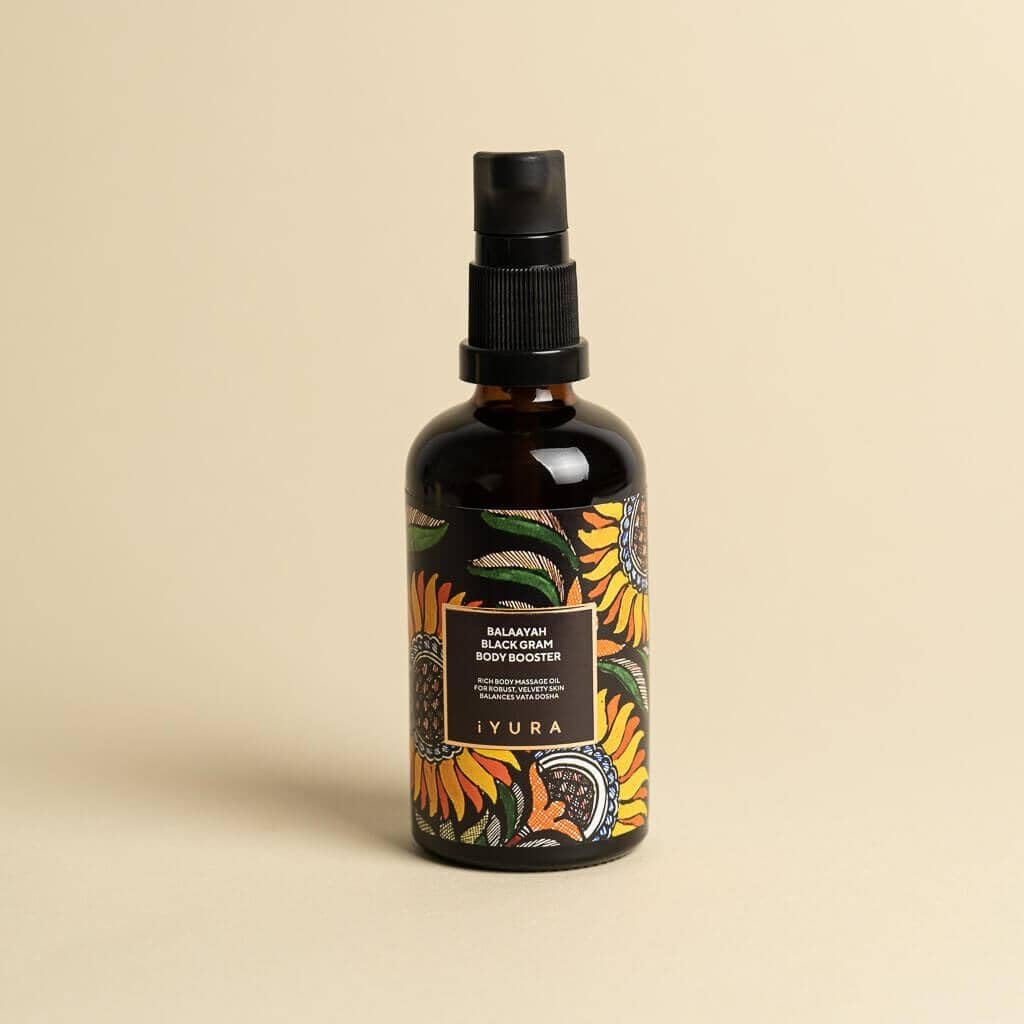 iYURA Balaayah Black Gram Body Booster – Natural Body Oil for Crepey, Mature Skin, Firms Sagging Skin on Arms & Legs, Long-Lasting Moisturization, 3.38 fl oz (100 ml) Avelisse
