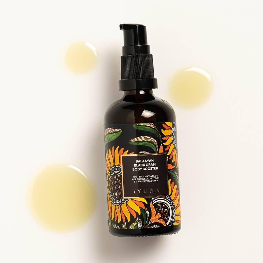 iYURA Balaayah Black Gram Body Booster – Natural Body Oil for Crepey, Mature Skin, Firms Sagging Skin on Arms & Legs, Long-Lasting Moisturization, 3.38 fl oz (100 ml) Avelisse