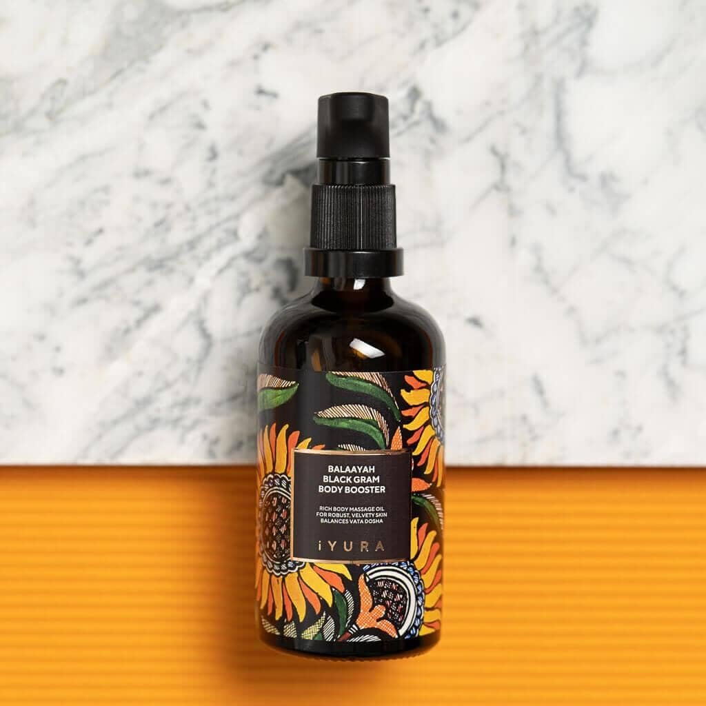 iYURA Balaayah Black Gram Body Booster – Natural Body Oil for Crepey, Mature Skin, Firms Sagging Skin on Arms & Legs, Long-Lasting Moisturization, 3.38 fl oz (100 ml) Avelisse
