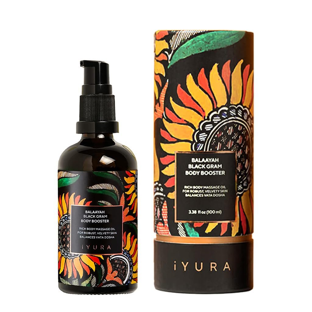 iYURA Balaayah Black Gram Body Booster – Natural Body Oil for Crepey, Mature Skin, Firms Sagging Skin on Arms & Legs, Long-Lasting Moisturization, 3.38 fl oz (100 ml) Avelisse