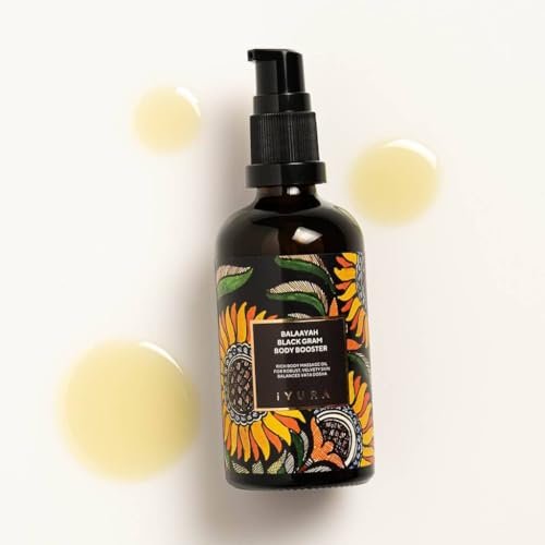 iYURA Balaayah Black Gram Body Booster – Natural Body Oil for Crepey, Mature Skin, Firms Sagging Skin on Arms & Legs, Long-Lasting Moisturization, 3.38 fl oz (100 ml) Avelisse