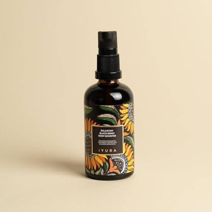 iYURA Balaayah Black Gram Body Booster – Natural Body Oil for Crepey, Mature Skin, Firms Sagging Skin on Arms & Legs, Long-Lasting Moisturization, 3.38 fl oz (100 ml) Avelisse