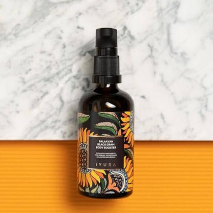 iYURA Balaayah Black Gram Body Booster – Natural Body Oil for Crepey, Mature Skin, Firms Sagging Skin on Arms & Legs, Long-Lasting Moisturization, 3.38 fl oz (100 ml) Avelisse