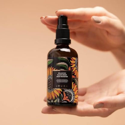 iYURA Balaayah Black Gram Body Booster – Natural Body Oil for Crepey, Mature Skin, Firms Sagging Skin on Arms & Legs, Long-Lasting Moisturization, 3.38 fl oz (100 ml) Avelisse