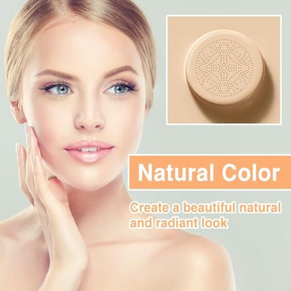 PERVALA 2Pcs Mushroom Head Air Cushion CC Cream - Natural Color, Long Lasting Oil Control BB Cream for All Skin Types, Moisturizing Foundation Face Makeup Set with Foundation Brush