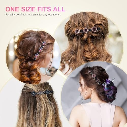 KERYALELA Braided Hair Clips - Sparkling Crystal Stone Barrettes for Styling Partitions, Decorative Rhinestone Hair Accessories for Women - Duckbill Hair Clips (8 Pcs) - görsel 4
