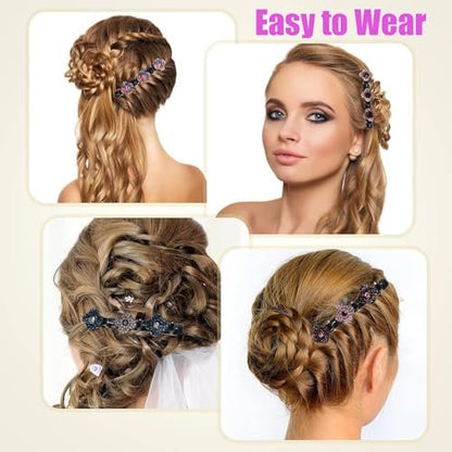 KERYALELA Braided Hair Clips - Sparkling Crystal Stone Barrettes for Styling Partitions, Decorative Rhinestone Hair Accessories for Women - Duckbill Hair Clips (8 Pcs)