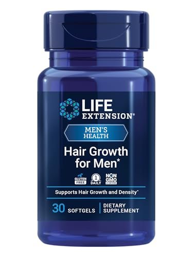 Life Extension Hair Growth for Men with ActriSave® Prickly Pear & Black Rice, VI-SPO® Saw Palmetto – Supports Hair Fullness & Density, Non-GMO, Gluten-Free, 30 Softgels Avelisse