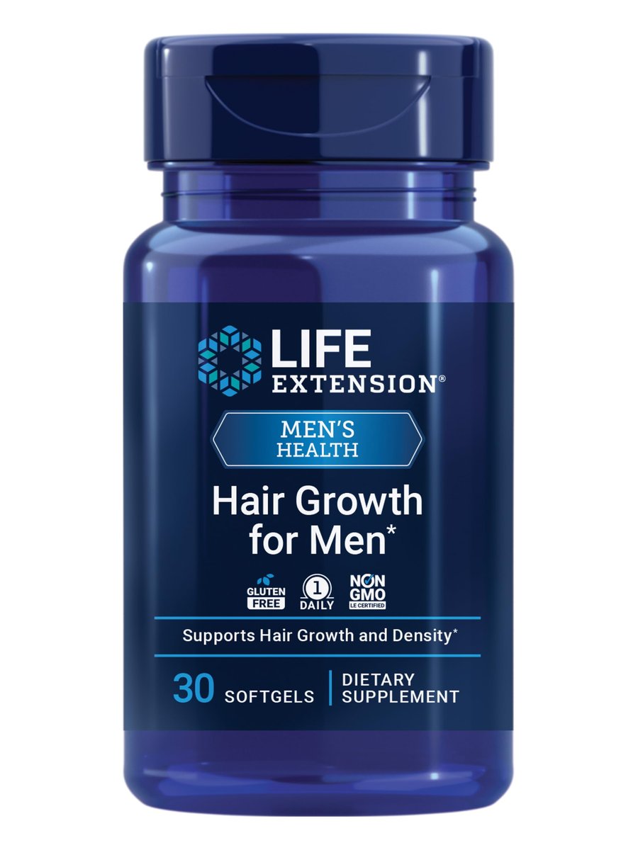 Life Extension Hair Growth for Men with ActriSave® Prickly Pear & Black Rice, VI-SPO® Saw Palmetto – Supports Hair Fullness & Density, Non-GMO, Gluten-Free, 30 Softgels Avelisse