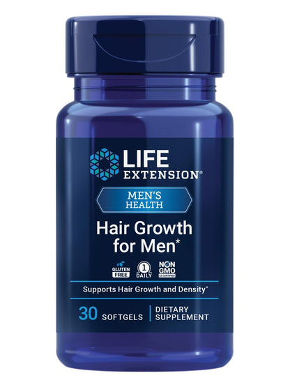 Life Extension Hair Growth for Men with ActriSave® Prickly Pear & Black Rice, VI-SPO® Saw Palmetto – Supports Hair Fullness & Density, Non-GMO, Gluten-Free, 30 Softgels Avelisse