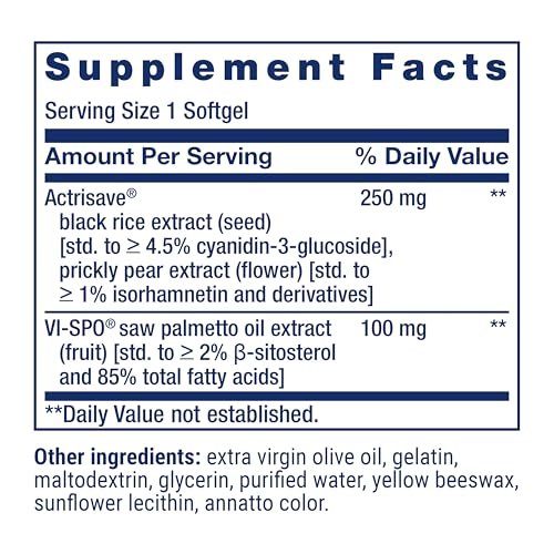 Life Extension Hair Growth for Men with ActriSave® Prickly Pear & Black Rice, VI-SPO® Saw Palmetto – Supports Hair Fullness & Density, Non-GMO, Gluten-Free, 30 Softgels Avelisse