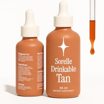 Sorelle Tanning Drops to Drink - 100% Natural Oral Liquid Sunless Tanning Drops Drinkable (50ML) Avelisse