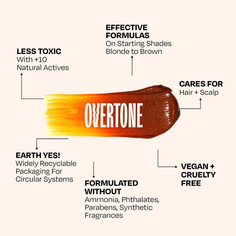 Overtone Daily Color Depositing Conditioner - Ginger Glow - Temporary Pigment with Shea, Coconut & Avocado Oils - Hydrating, Vegan & Cruelty-Free - All Hair Types - 4.5 oz Avelisse