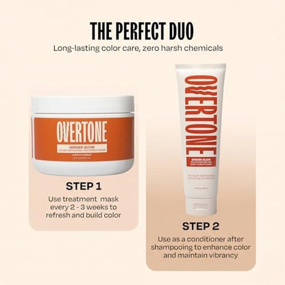 Overtone Daily Color Depositing Conditioner - Ginger Glow - Temporary Pigment with Shea, Coconut & Avocado Oils - Hydrating, Vegan & Cruelty-Free - All Hair Types - 4.5 oz Avelisse