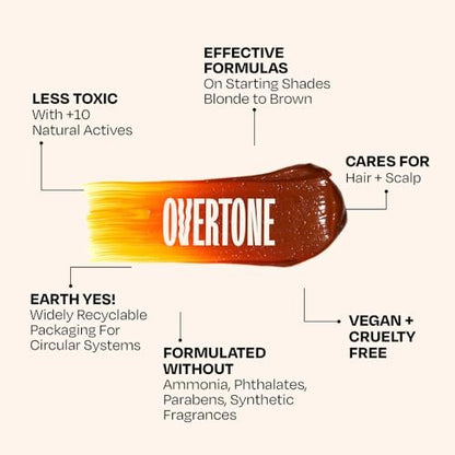 Overtone Daily Color Depositing Conditioner - Ginger Glow - Temporary Pigment with Shea, Coconut & Avocado Oils - Hydrating, Vegan & Cruelty-Free - All Hair Types - 4.5 oz Avelisse