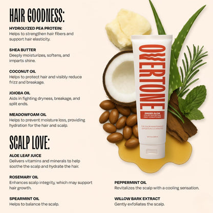 Overtone Daily Color Depositing Conditioner - Ginger Glow - Temporary Pigment with Shea, Coconut & Avocado Oils - Hydrating, Vegan & Cruelty-Free - All Hair Types - 4.5 oz Avelisse