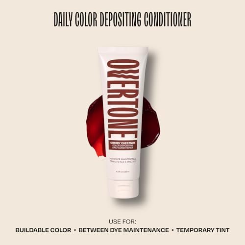 oVertone Daily Color Depositing Conditioner - Cherry Chestnut | Hydrating Temporary Hair Color with Shea, Coconut & Avocado Oils | Vegan & Cruelty-Free | 4.5 oz Avelisse