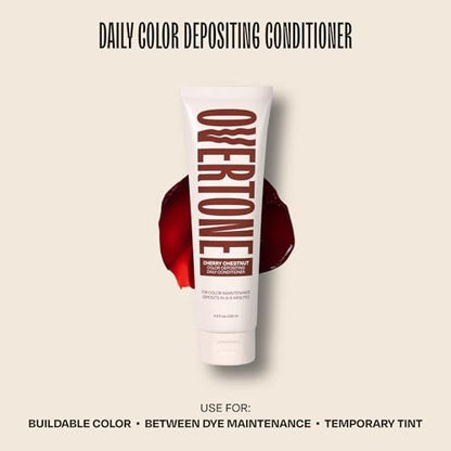 oVertone Daily Color Depositing Conditioner - Cherry Chestnut | Hydrating Temporary Hair Color with Shea, Coconut & Avocado Oils | Vegan & Cruelty-Free | 4.5 oz Avelisse