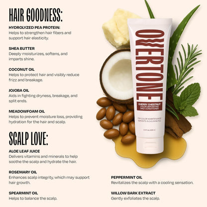 oVertone Daily Color Depositing Conditioner - Cherry Chestnut | Hydrating Temporary Hair Color with Shea, Coconut & Avocado Oils | Vegan & Cruelty-Free | 4.5 oz Avelisse