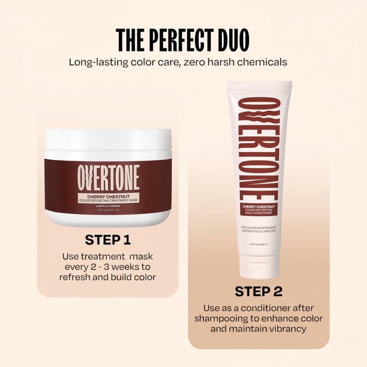 oVertone Daily Color Depositing Conditioner - Cherry Chestnut | Hydrating Temporary Hair Color with Shea, Coconut & Avocado Oils | Vegan & Cruelty-Free | 4.5 oz Avelisse