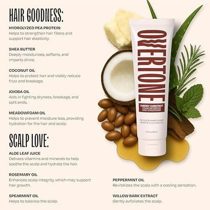 oVertone Daily Color Depositing Conditioner - Cherry Chestnut | Hydrating Temporary Hair Color with Shea, Coconut & Avocado Oils | Vegan & Cruelty-Free | 4.5 oz Avelisse