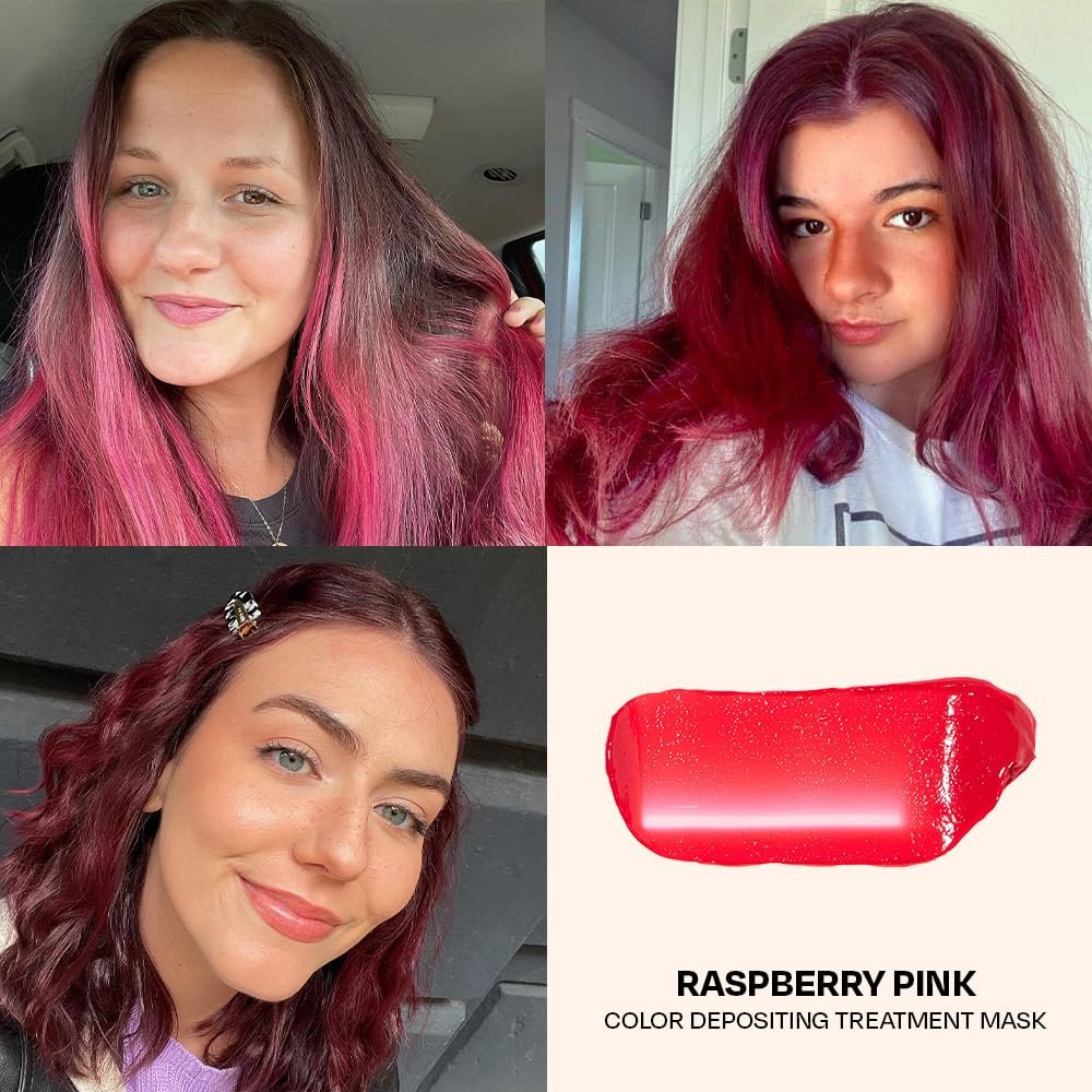 oVertone Daily Color Depositing Conditioner for Hair - Raspberry Pink - 4.5 oz - Temporary Pigment with Shea, Coconut & Avocado Oils - Hydrating, Vegan & Cruelty-Free - All Hair Types Avelisse