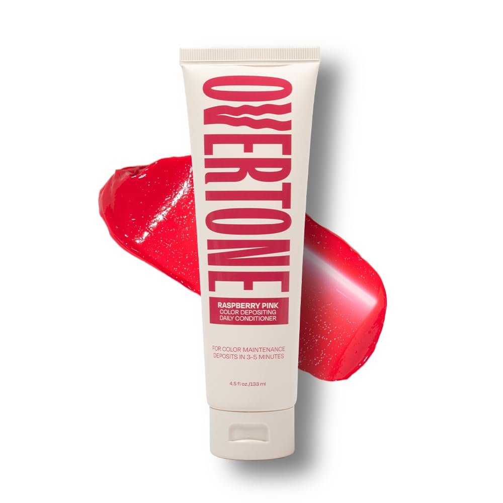 oVertone Daily Color Depositing Conditioner for Hair - Raspberry Pink - 4.5 oz - Temporary Pigment with Shea, Coconut & Avocado Oils - Hydrating, Vegan & Cruelty-Free - All Hair Types Avelisse