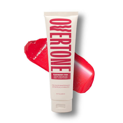 oVertone Daily Color Depositing Conditioner for Hair - Raspberry Pink - 4.5 oz - Temporary Pigment with Shea, Coconut & Avocado Oils - Hydrating, Vegan & Cruelty-Free - All Hair Types Avelisse
