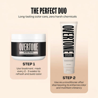 oVertone Daily Color Depositing Conditioner - Black Velvet - 4.5 oz - Vegan & Cruelty-Free Temporary Hair Color Avelisse