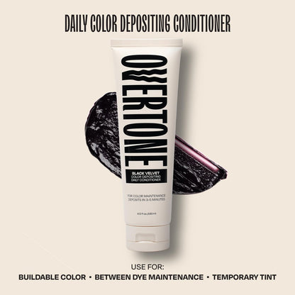 oVertone Daily Color Depositing Conditioner - Black Velvet - 4.5 oz - Vegan & Cruelty-Free Temporary Hair Color Avelisse