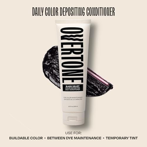 oVertone Daily Color Depositing Conditioner - Black Velvet - 4.5 oz - Vegan & Cruelty-Free Temporary Hair Color Avelisse