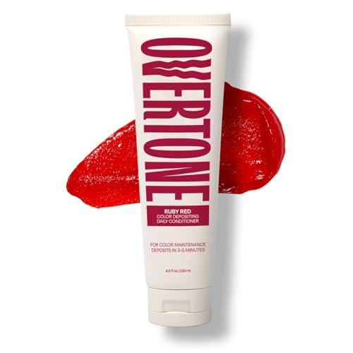 oVertone Daily Color Depositing Conditioner for Hair, Ruby Red - 4.5 oz - Vegan & Cruelty-Free Hydrating Color Conditioner Avelisse