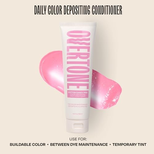 Overtone Daily Color Depositing Conditioner - Cotton Candy Pink, 4.5 oz - Temporary Pigment with Shea, Coconut & Avocado Oils - Hydrating, Vegan & Cruelty-Free for All Hair Types Avelisse