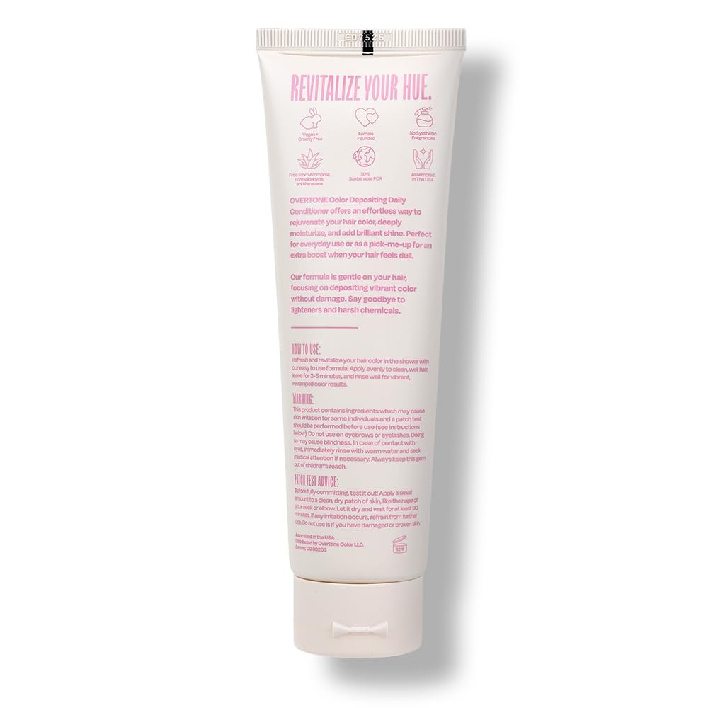 Overtone Daily Color Depositing Conditioner - Cotton Candy Pink, 4.5 oz - Temporary Pigment with Shea, Coconut & Avocado Oils - Hydrating, Vegan & Cruelty-Free for All Hair Types Avelisse