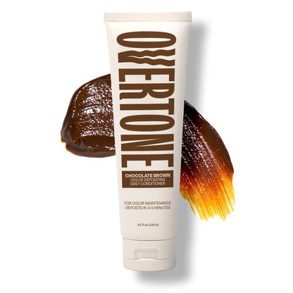 oVertone Daily Color Depositing Conditioner - Chocolate Brown - 4.5 oz - Vegan & Cruelty-Free Temporary Hair Pigment Avelisse