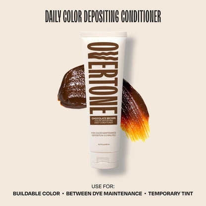 oVertone Daily Color Depositing Conditioner - Chocolate Brown - 4.5 oz - Vegan & Cruelty-Free Temporary Hair Pigment Avelisse