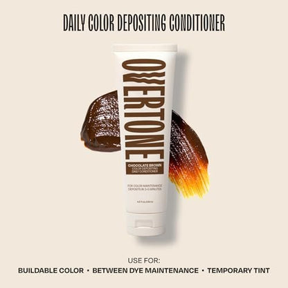 oVertone Daily Color Depositing Conditioner - Chocolate Brown - 4.5 oz - Vegan & Cruelty-Free Temporary Hair Pigment Avelisse