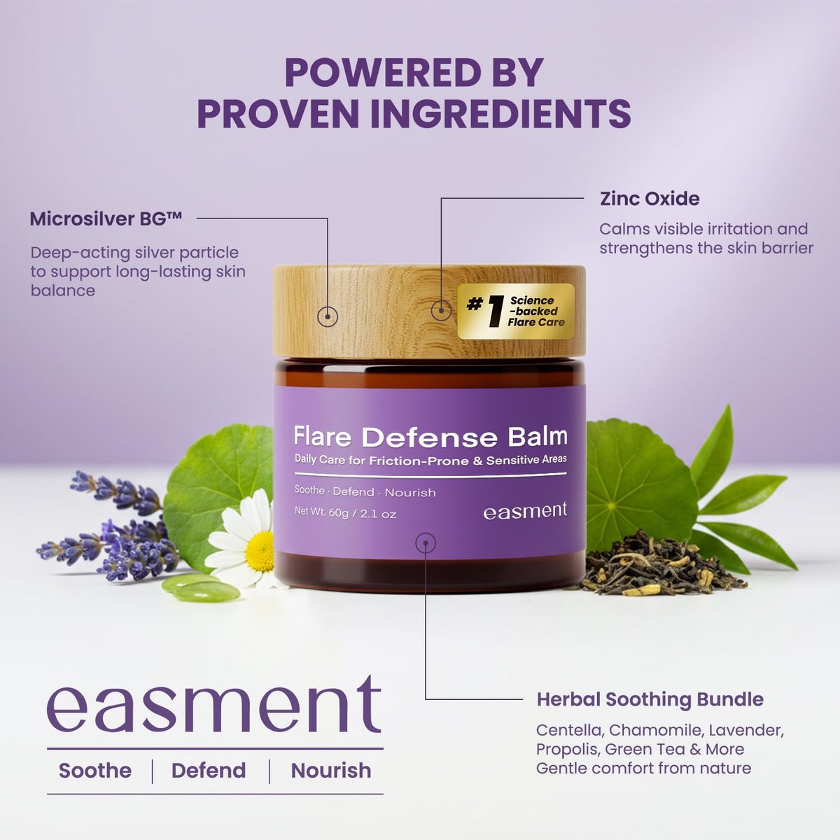 Easment Hidradenitis Suppurativa Flare Defense Balm - Science-Backed Daily Protection for Flare-Prone, Bump-Prone Skin with Microsilver BG™, Zinc Oxide & Botanical Blend, 2 oz Avelisse