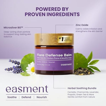 Easment Hidradenitis Suppurativa Flare Defense Balm - Science-Backed Daily Protection for Flare-Prone, Bump-Prone Skin with Microsilver BG™, Zinc Oxide & Botanical Blend, 2 oz Avelisse