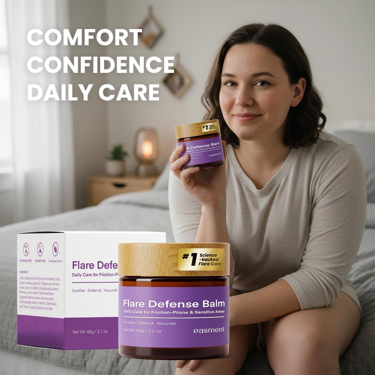 Easment Hidradenitis Suppurativa Flare Defense Balm - Science-Backed Daily Protection for Flare-Prone, Bump-Prone Skin with Microsilver BG™, Zinc Oxide & Botanical Blend, 2 oz Avelisse