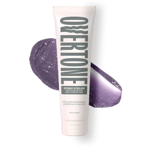 oVertone Daily Color Depositing Conditioner - Stormy Sterling, 4.5oz - Temporary Silver Pigment, Hydrating, Vegan & Cruelty-Free for All Hair Types Avelisse