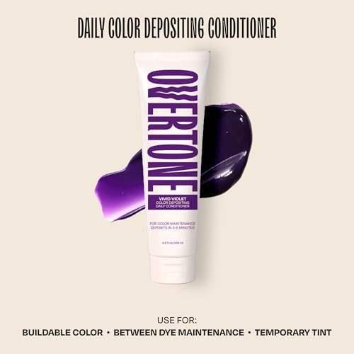 oVertone Daily Color Depositing Conditioner - Vivid Violet, 4.5 oz - Vegan & Cruelty-Free Temporary Hair Color with Shea, Coconut & Avocado Oils for All Hair Types Avelisse